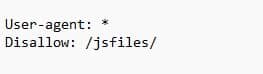A robots.txt file blocking a JS files folder