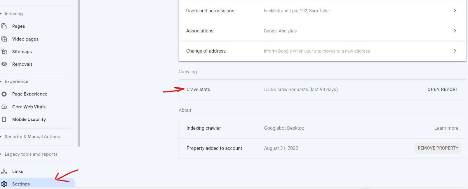 Crawl Stats Report in GSC