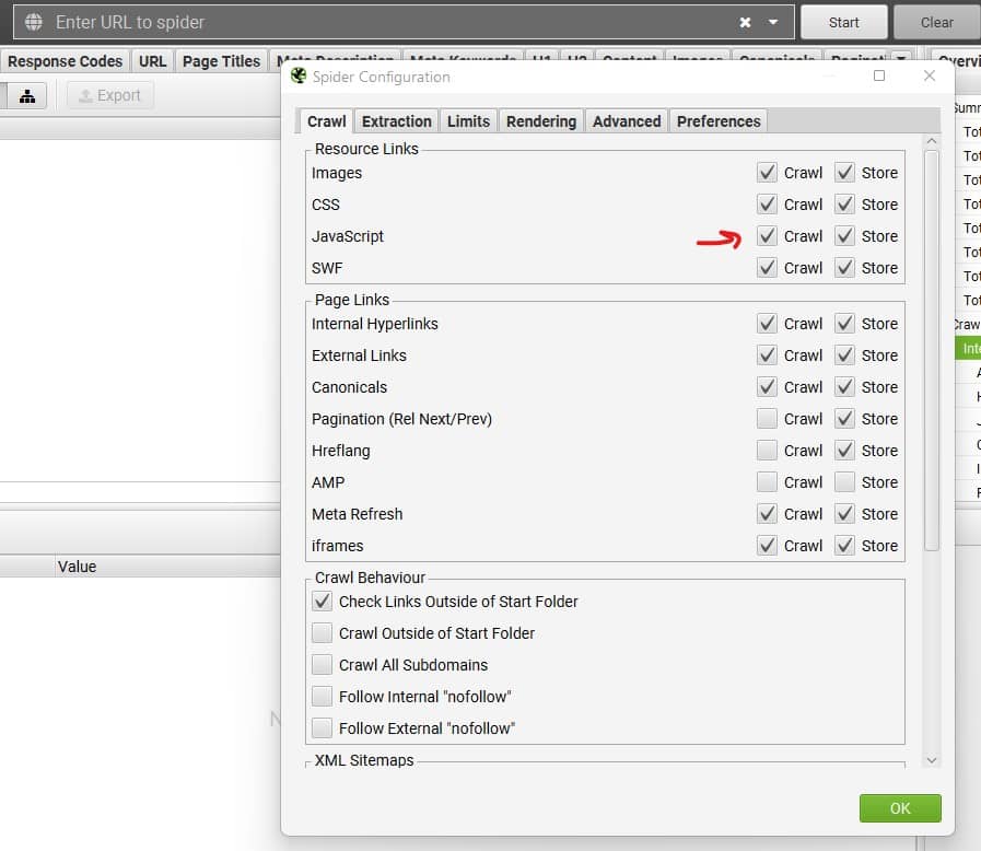 Screaming Frog for JS Auditing