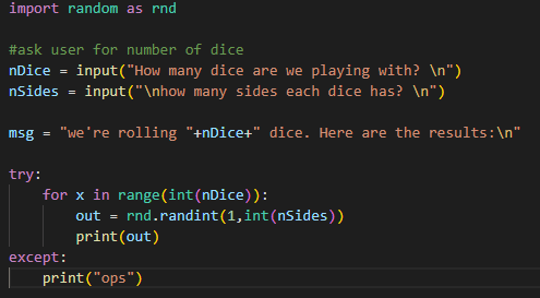 Dice Roller Python Code - Examples of Python Projects for Beginners